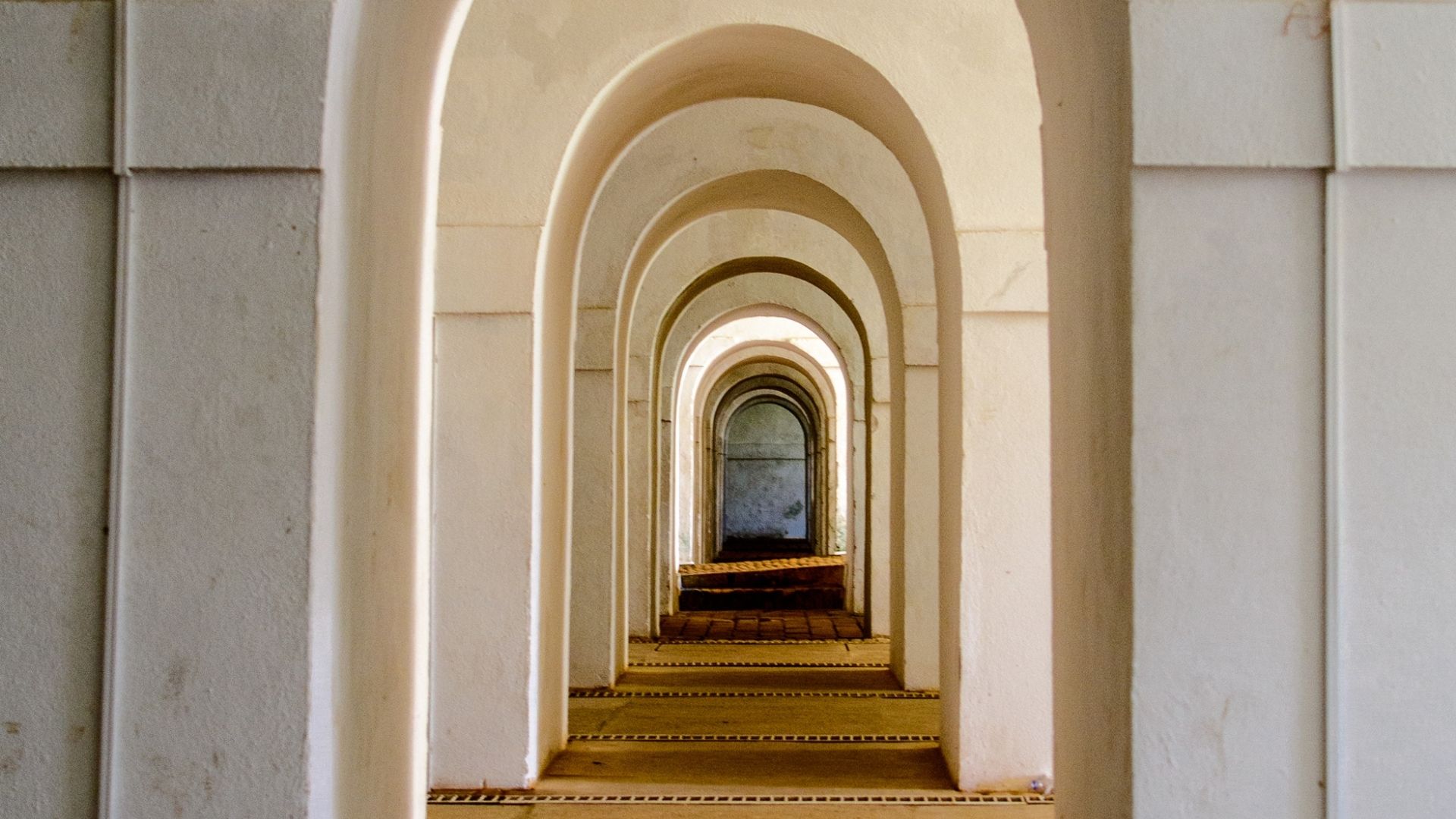 A colonnade of receding arches