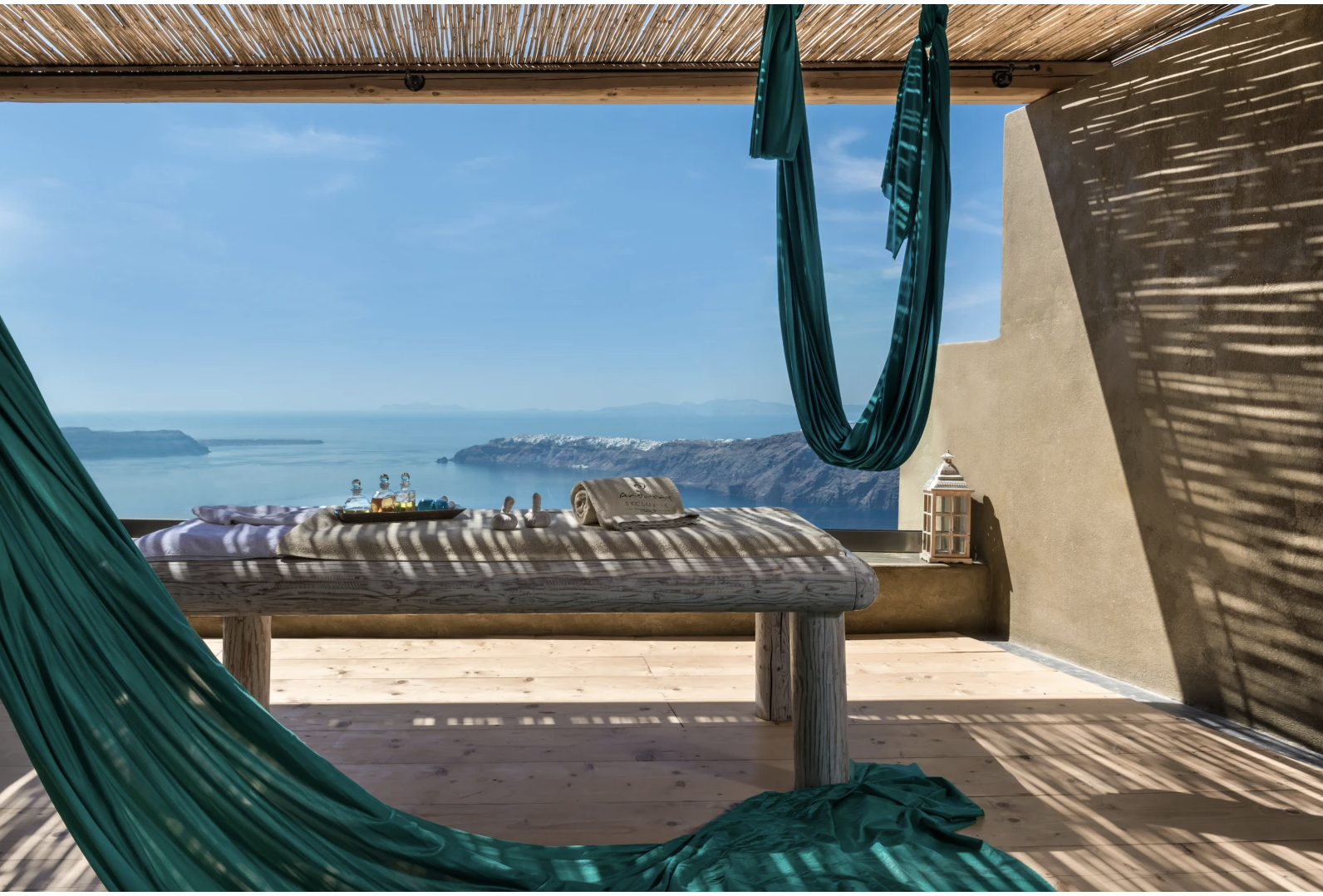 A spa terrace overlooking the sea